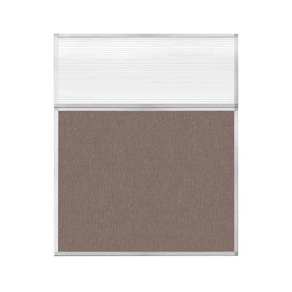 Hush Panel Configurable Cubicle Partition 5' x 6' W/ Window Latte Fabric Clear Fluted Window